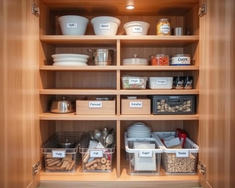 como organizar armário pequeno de cozinha