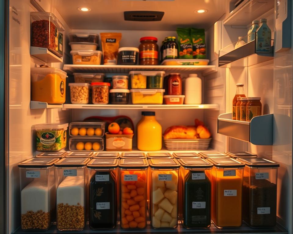 Organização de alimentos na geladeira