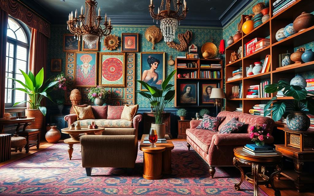 decoração com cores vibrantes e estampas