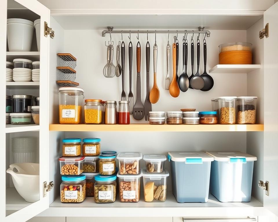 dicas para otimizar armazenamento em armários de cozinha