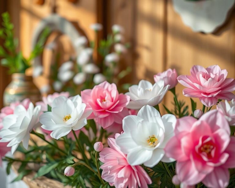 flores de papel em decoração