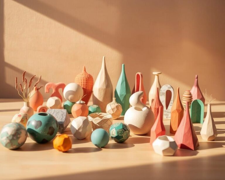 objetos de decoração com papel machê