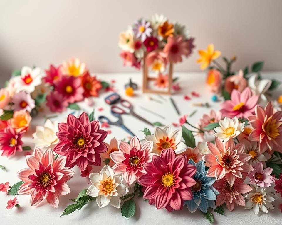 passo a passo decoração com flores de papel
