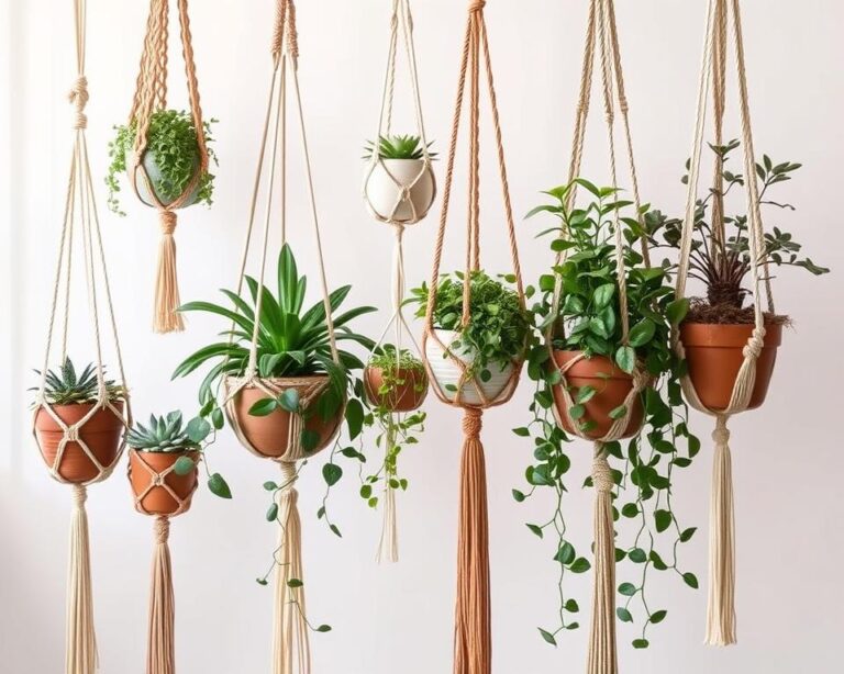 técnicas de macramê para criar suportes de plantas