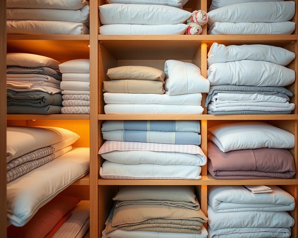 armazenamento de roupas de cama