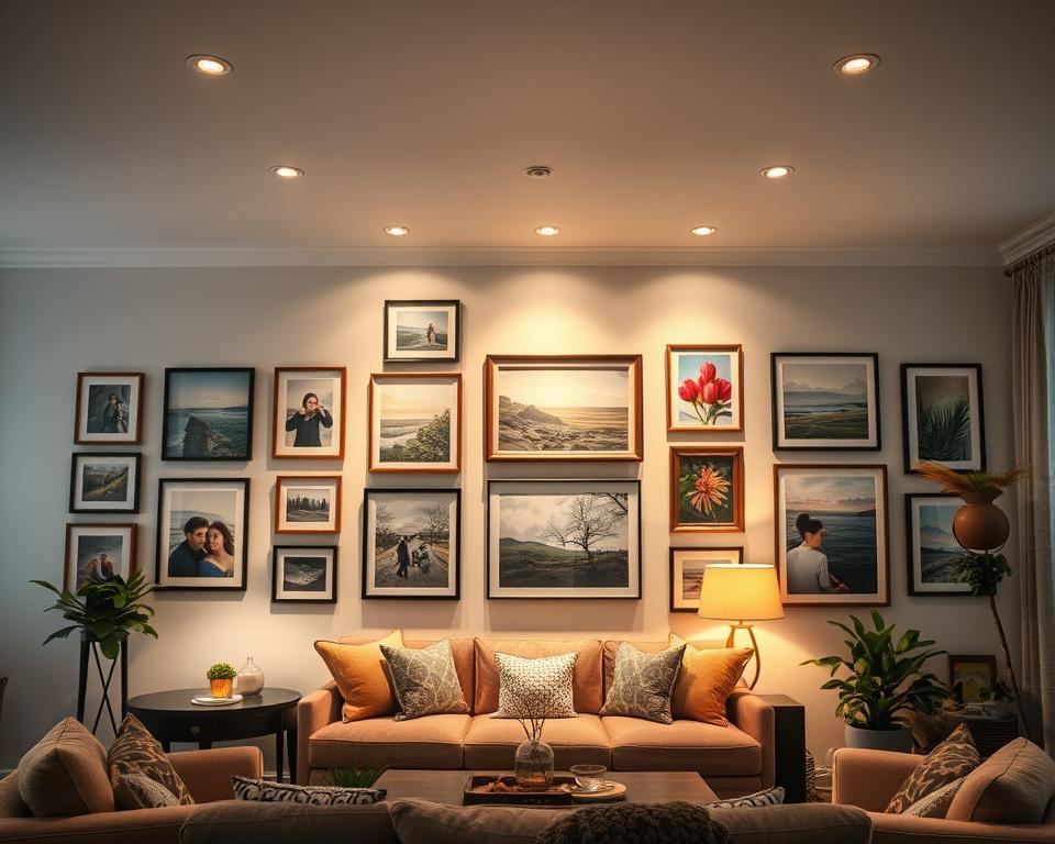 como decorar paredes usando fotos e quadros personalizados