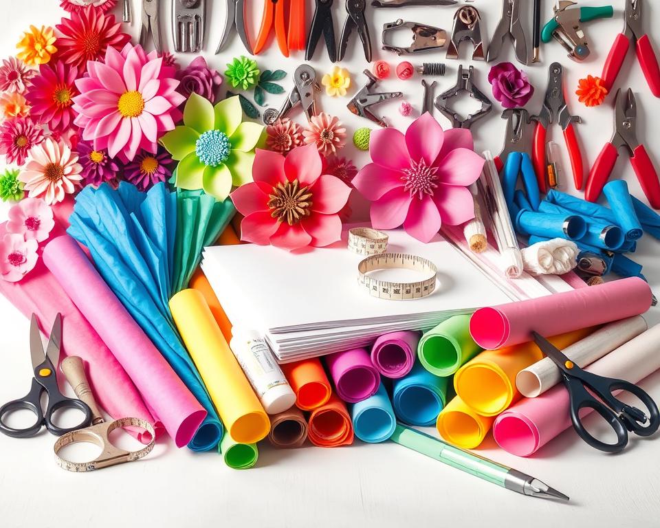materiais para flores de papel