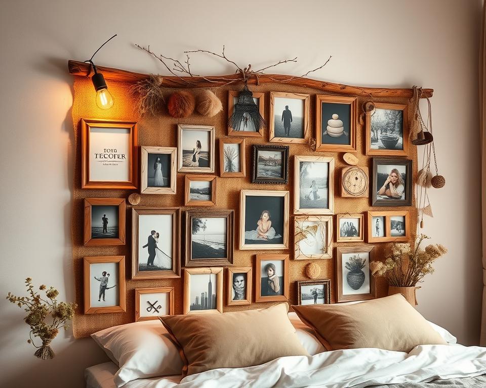 mural de fotos artesanal para quarto