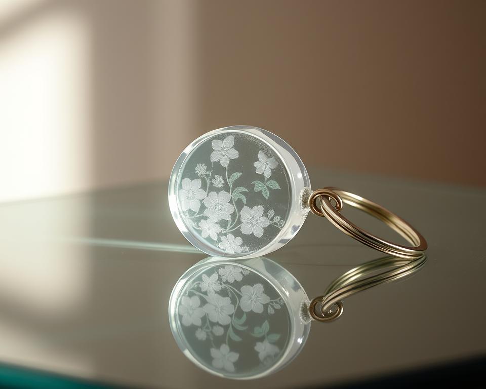 chaveiro em resina transparente