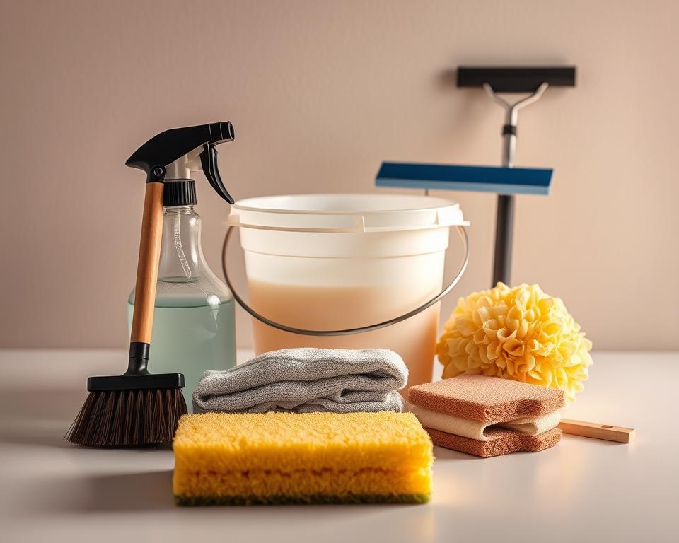 utensílios de limpeza para parede