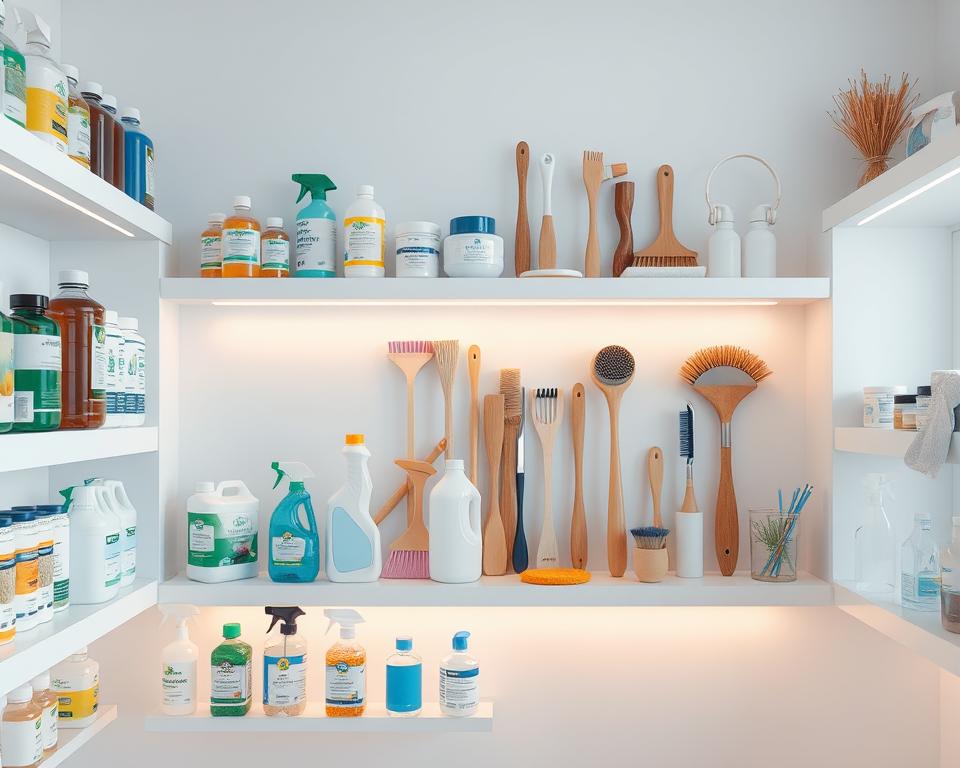 como arrumar produtos de limpeza