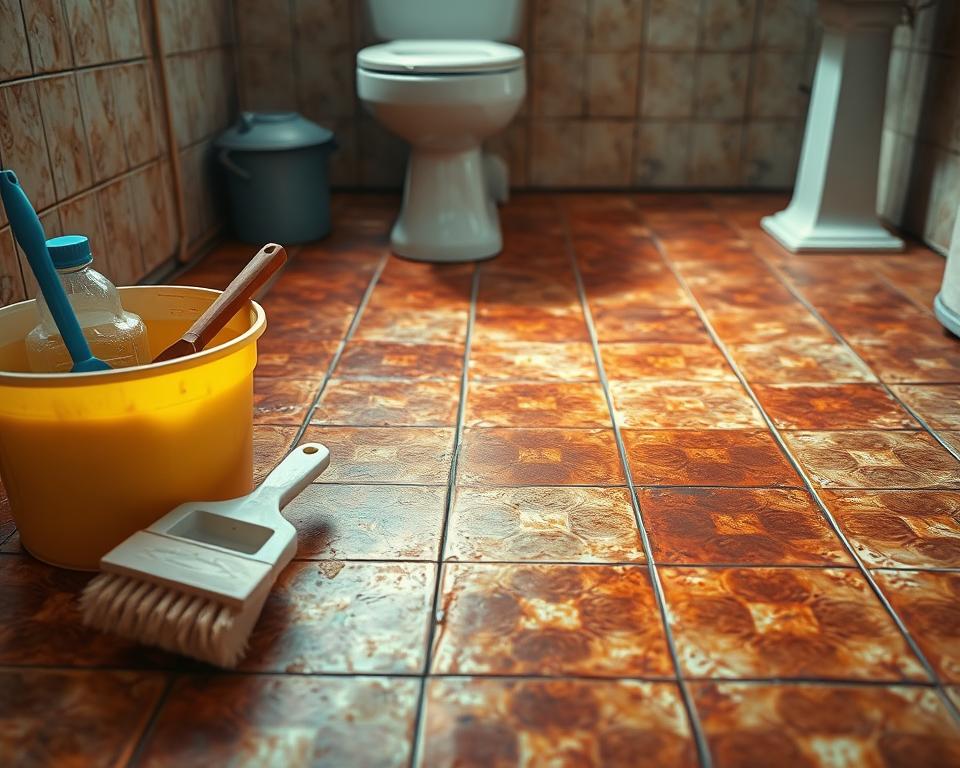 como tirar manchas de ferrugem do chão do banheiro