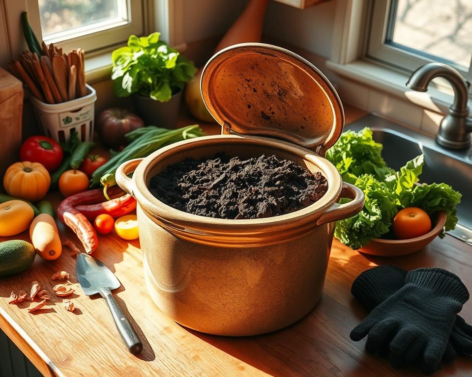 compostagem doméstica de resíduos de alimentos