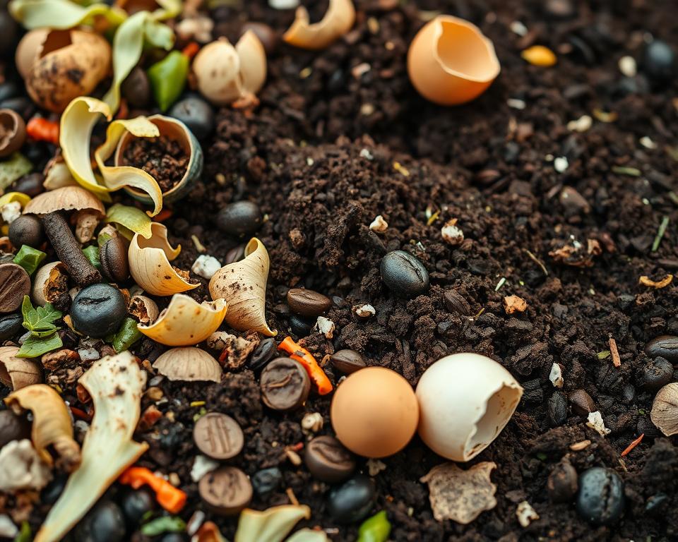 restos de alimentos na compostagem