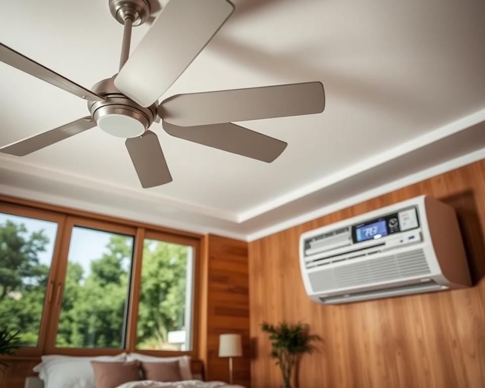 ventilador ou ar condicionado no quarto?